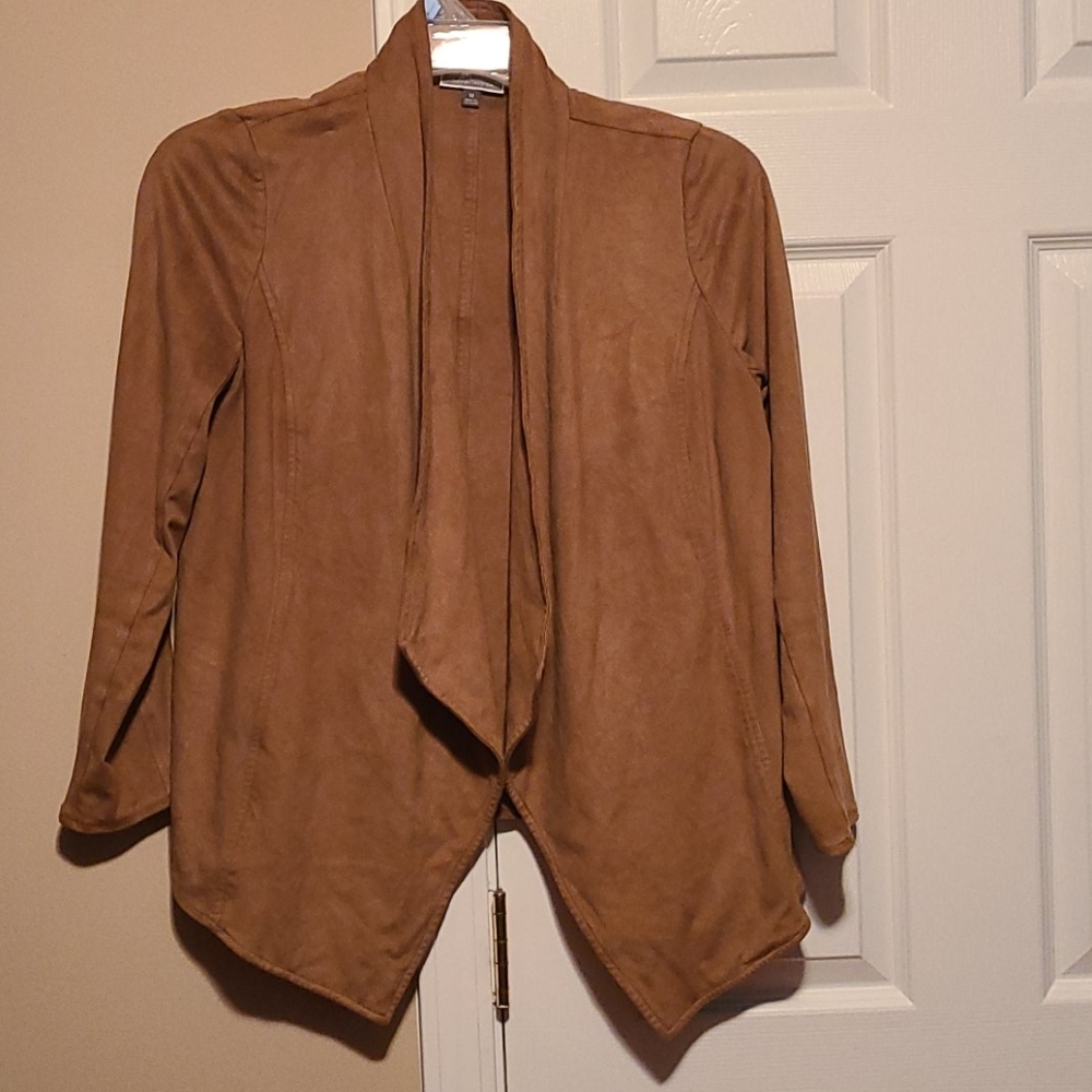 JM Collection Suede Shawl Drapy Cardigan Size M